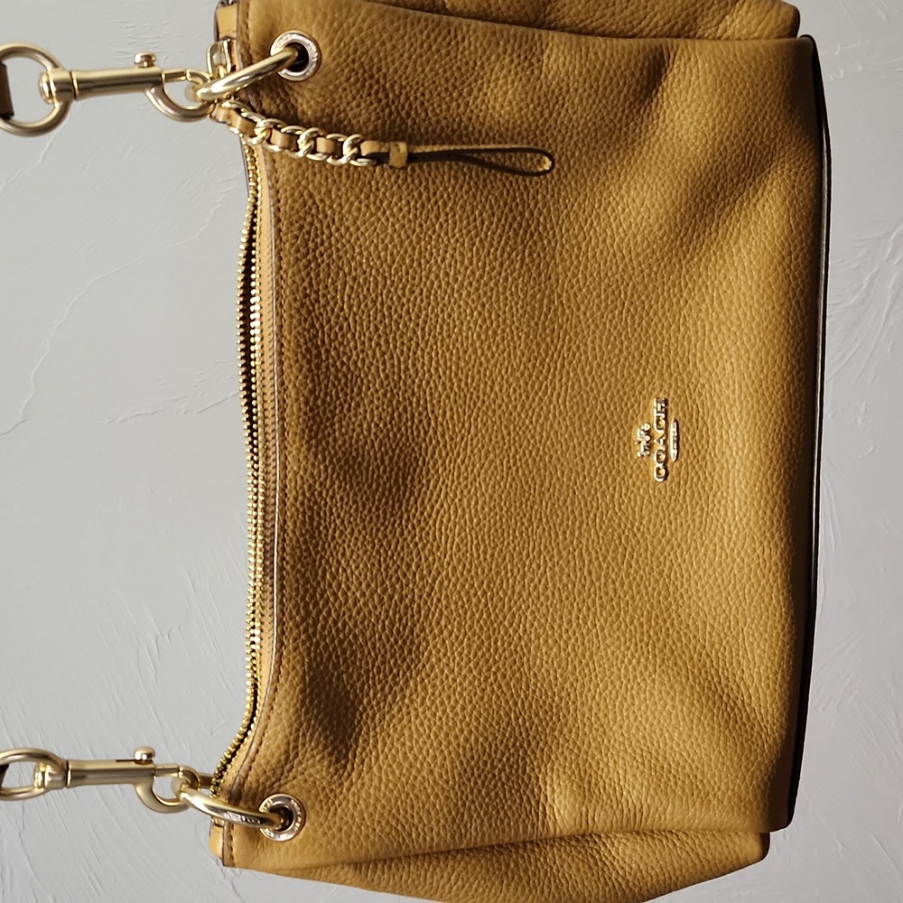 Coach Cognac Pebble Leather Crossbody Bag With Adjustable Strap. - Picture 2 of 6